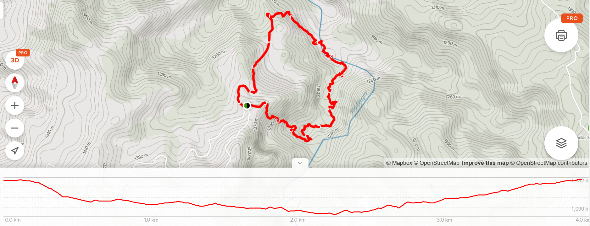 El Tigre Waterfalls Trail Map