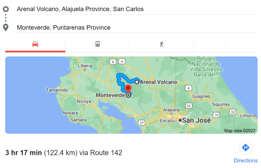 How to Get From Arenal and La Fortuna to Monteverde